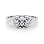14k White Gold 3 Stone Round Cut Engagement Ring Setting - 3/8 ct tw SI1-GH