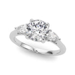 14k White Gold 3 Stone Round Cut Engagement Ring Setting - 3/8 ct tw SI1-GH