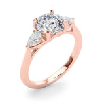 14k White Gold 3 Stone Round Cut Engagement Ring Setting - 3/8 ct tw SI1-GH