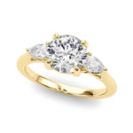 14k White Gold 3 Stone Round Cut Engagement Ring Setting - 3/8 ct tw SI1-GH
