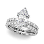 14k White Gold Marquise Semi-Mount Engagement Ring Setting - STYLE 