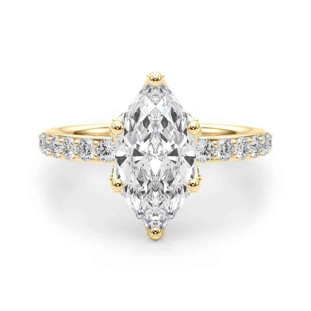 14k White Gold Marquise Semi-Mount Engagement Ring Setting - STYLE 
