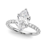 14k White Gold Marquise Semi-Mount Engagement Ring Setting - STYLE 
