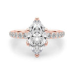 14k White Gold Marquise Semi-Mount Engagement Ring Setting - STYLE 