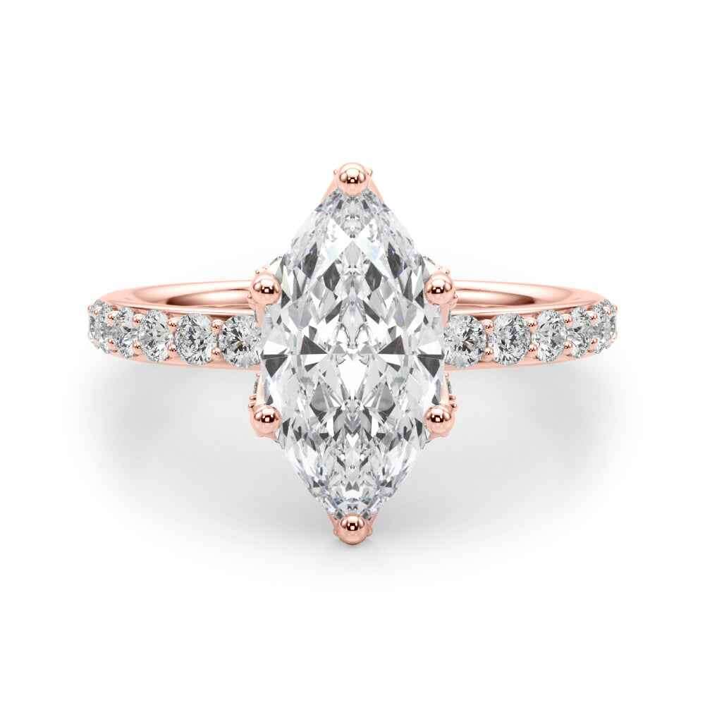 14k White Gold Marquise Semi-Mount Engagement Ring Setting - STYLE 