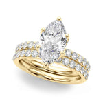 14k White Gold Marquise Semi-Mount Engagement Ring Setting - STYLE 
