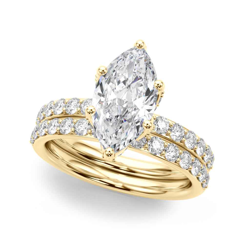 14k White Gold Marquise Semi-Mount Engagement Ring Setting - STYLE 