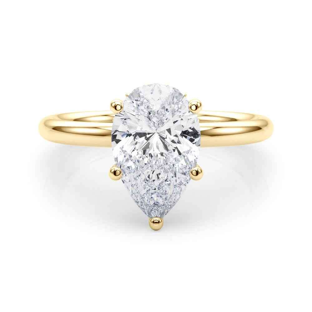 14k White Gold Pear Shape Semi-Mount Ring with 1/10 ct. tw. SI1-SI2, G-H Diamonds - Style 