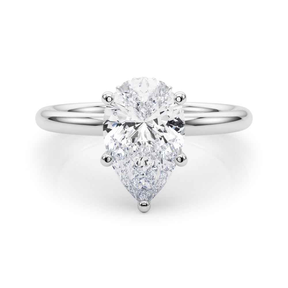 14k White Gold Pear Shape Semi-Mount Ring with 1/10 ct. tw. SI1-SI2, G-H Diamonds - Style 