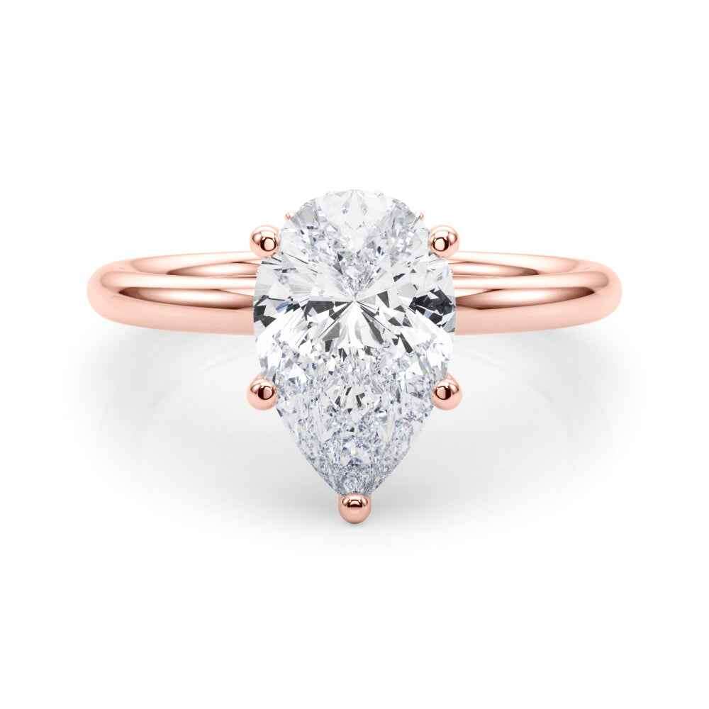 14k White Gold Pear Shape Semi-Mount Ring with 1/10 ct. tw. SI1-SI2, G-H Diamonds - Style 