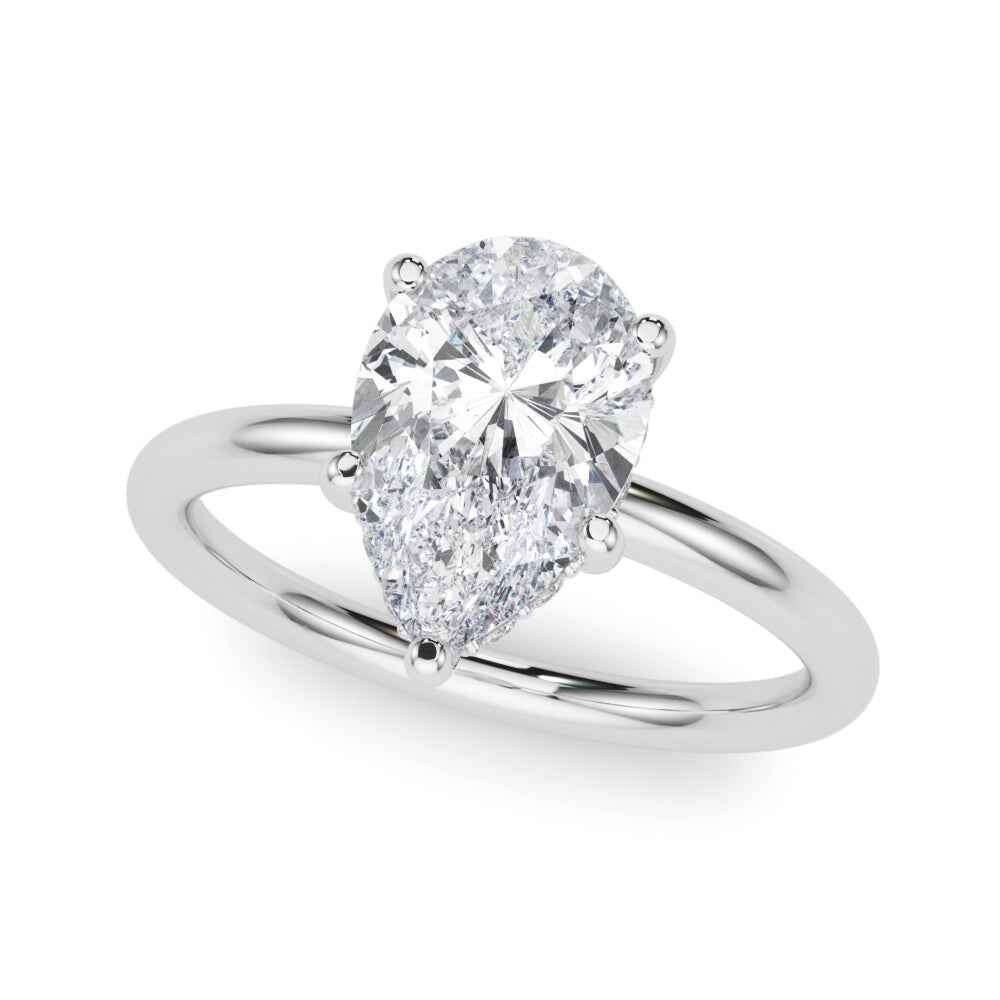 14k White Gold Pear Shape Semi-Mount Ring with 1/10 ct. tw. SI1-SI2, G-H Diamonds - Style 