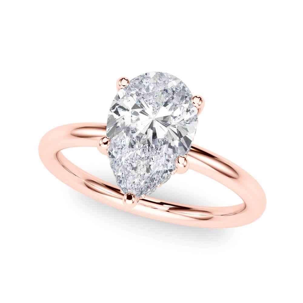 14k White Gold Pear Shape Semi-Mount Ring with 1/10 ct. tw. SI1-SI2, G-H Diamonds - Style 