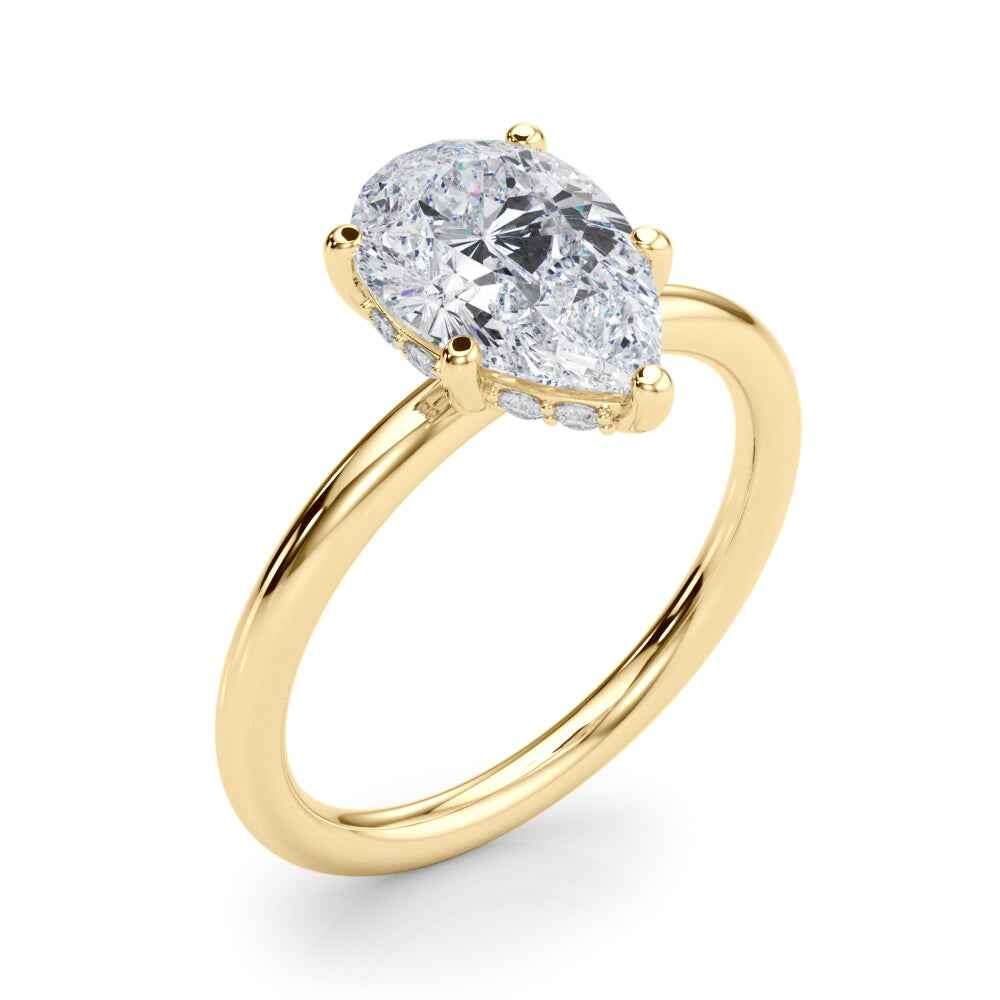14k White Gold Pear Shape Semi-Mount Ring with 1/10 ct. tw. SI1-SI2, G-H Diamonds - Style 