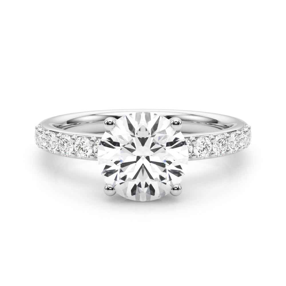 14kt White Gold 1 Carat Round Center Engagement Ring Semi-Mount (STYLE 