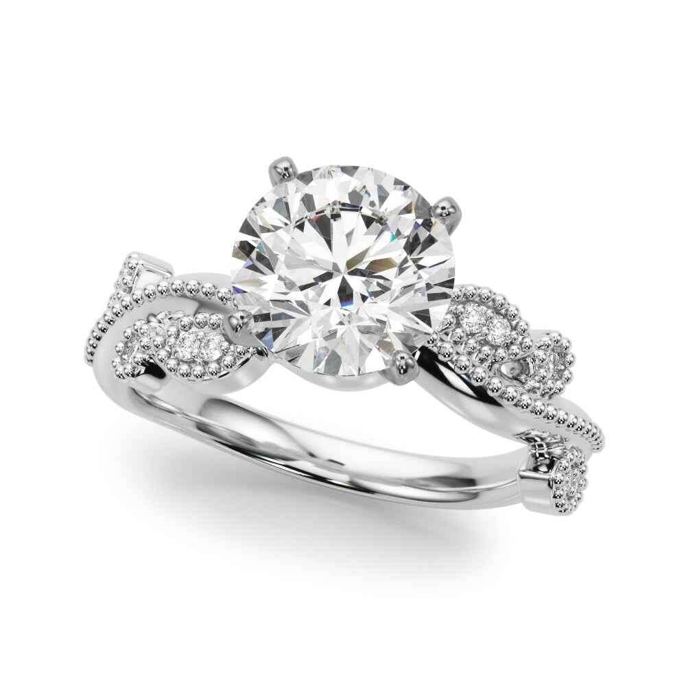 14kt White Gold Engagement Ring Setting with 1/15 ct tw SI1-GH Diamonds - STYLE 