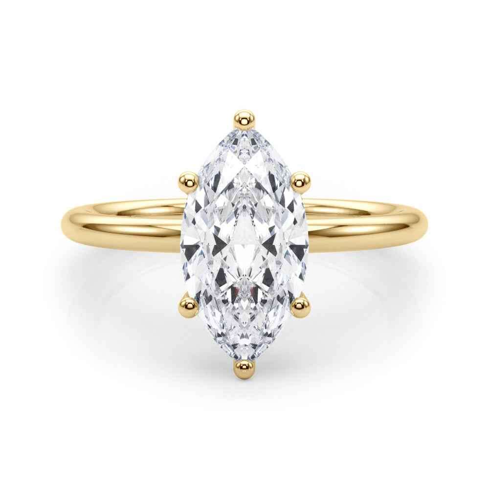 14kt White Gold Marquise Semi-Mount Engagement Ring Setting - 1 ct TW Diamond Accents