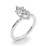 14kt White Gold Marquise Semi-Mount Engagement Ring Setting - 1 ct TW Diamond Accents