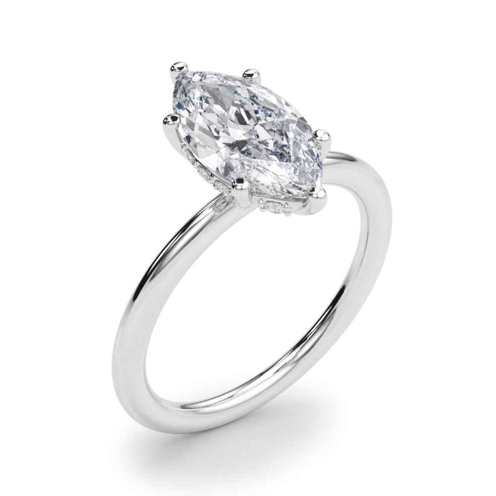 14kt White Gold Marquise Semi-Mount Engagement Ring Setting - 1 ct TW Diamond Accents