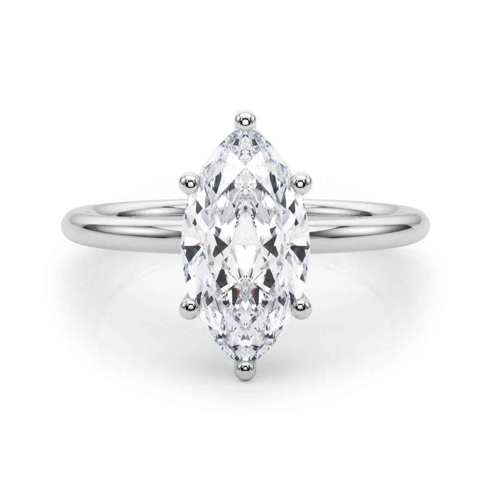 14kt White Gold Marquise Semi-Mount Engagement Ring Setting - 1 ct TW Diamond Accents