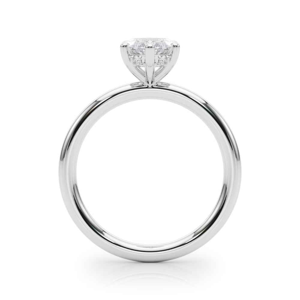 14kt White Gold Marquise Semi-Mount Engagement Ring Setting - 1 ct TW Diamond Accents