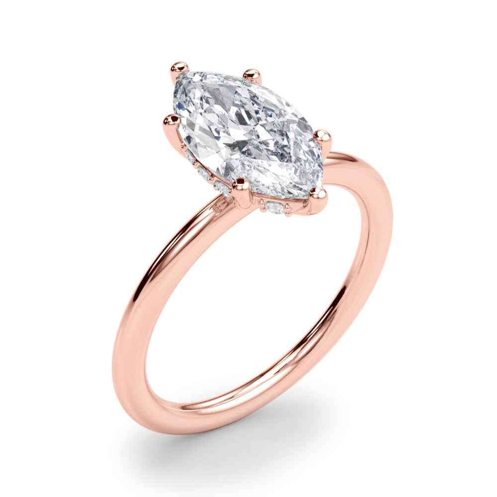 14kt White Gold Marquise Semi-Mount Engagement Ring Setting - 1 ct TW Diamond Accents