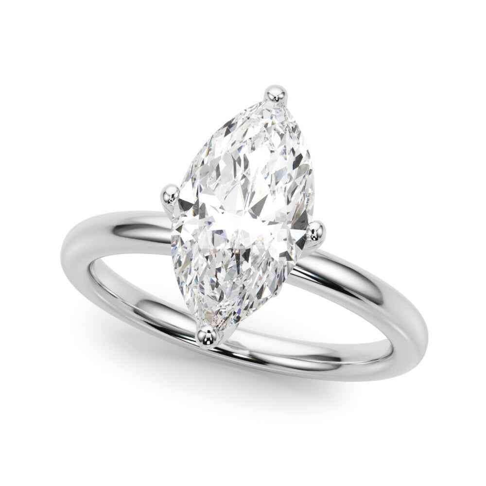 14kt White Gold Marquise Semi-Mount Engagement Ring Setting - Style 