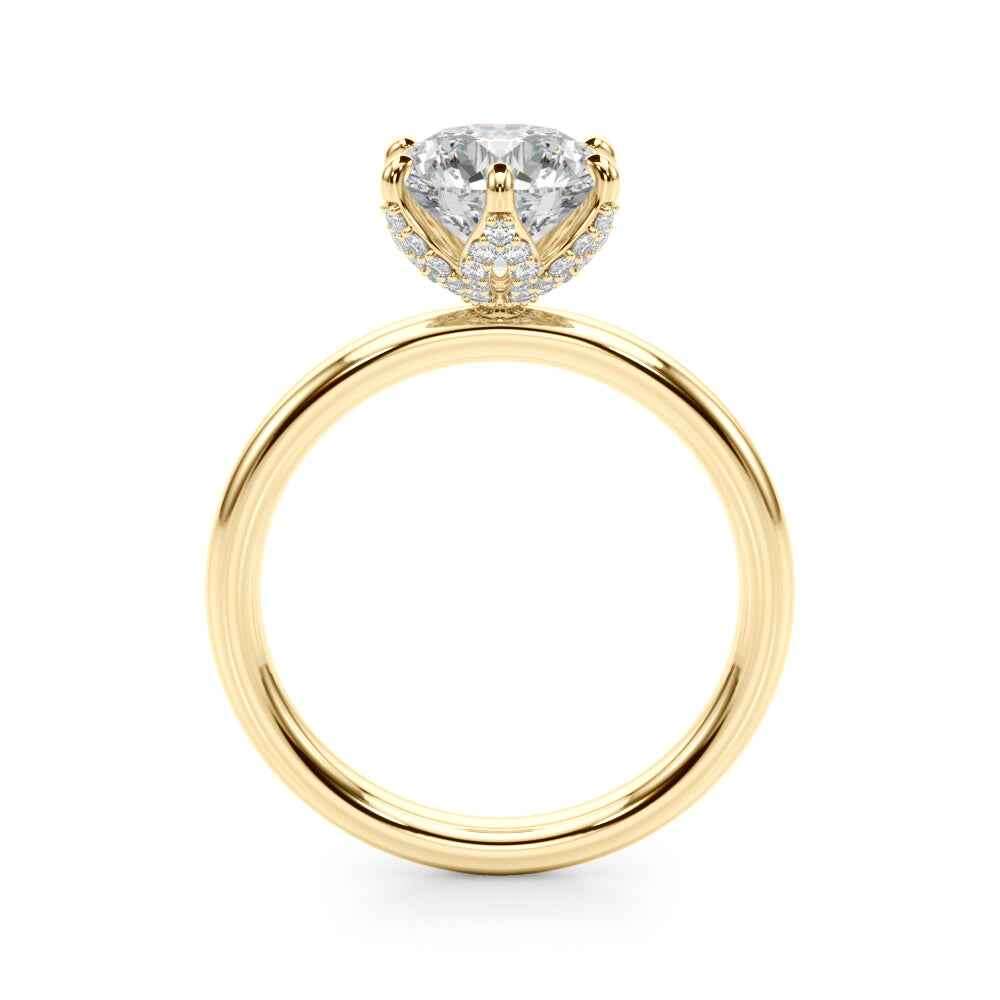 14kt White Gold Round Cut 1 Carat Center Stone Semi-Mount Diamond Engagement Ring Setting Style 