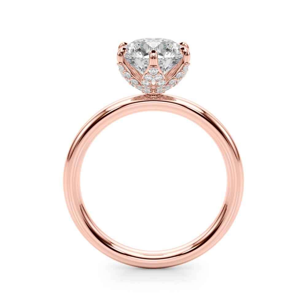 14kt White Gold Round Cut 1 Carat Center Stone Semi-Mount Diamond Engagement Ring Setting Style 