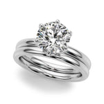 14kt White Gold Round Cut 1 Carat Center Stone Semi-Mount Diamond Engagement Ring Setting Style 