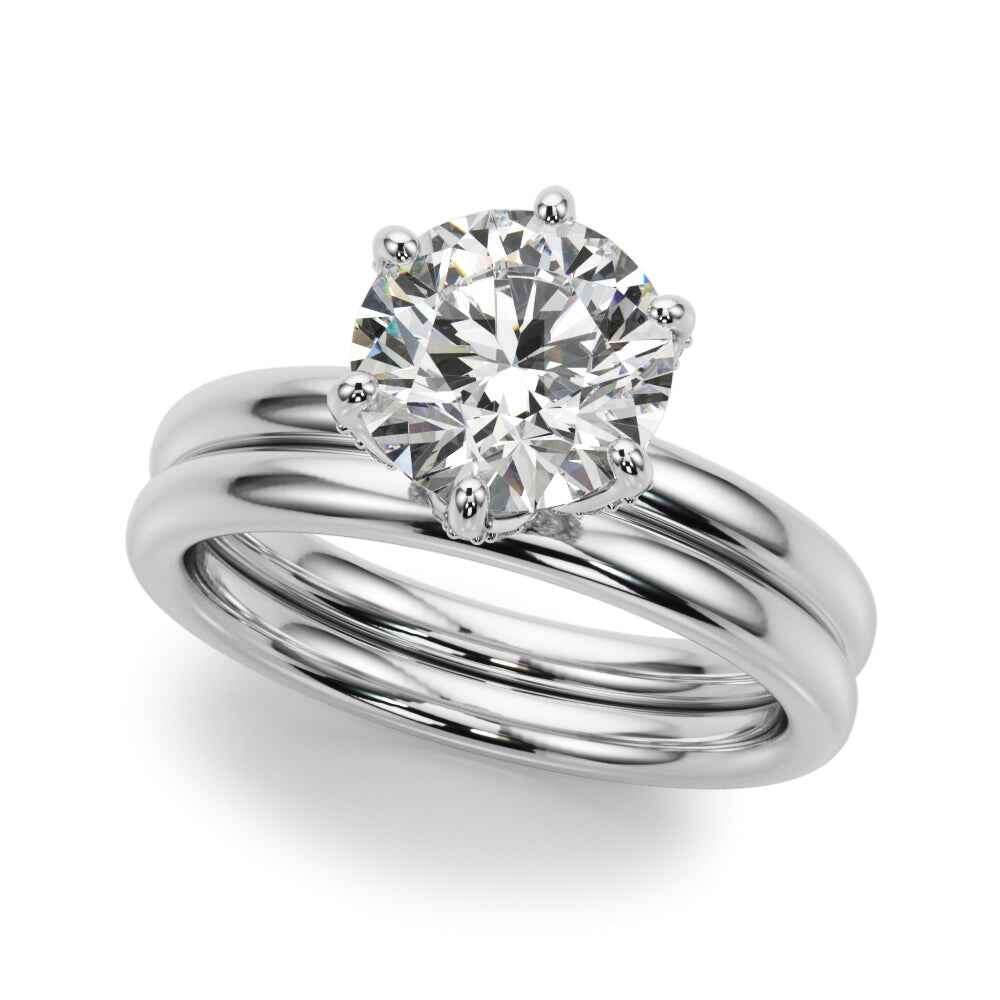 14kt White Gold Round Cut 1 Carat Center Stone Semi-Mount Diamond Engagement Ring Setting Style 