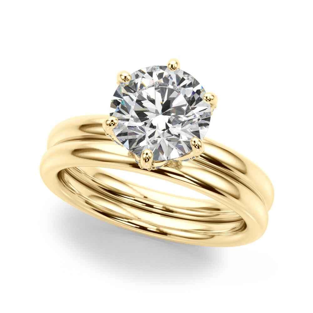 14kt White Gold Round Cut 1 Carat Center Stone Semi-Mount Diamond Engagement Ring Setting Style 