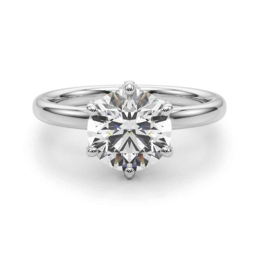 14kt White Gold Round Cut 1 Carat Center Stone Semi-Mount Diamond Engagement Ring Setting Style 