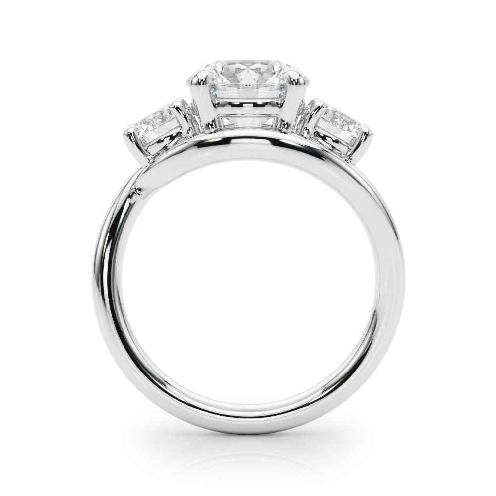 14kt White Gold Round Cut Solitaire Engagement Ring Setting - 1 ct TW Diamond Accents (Style 