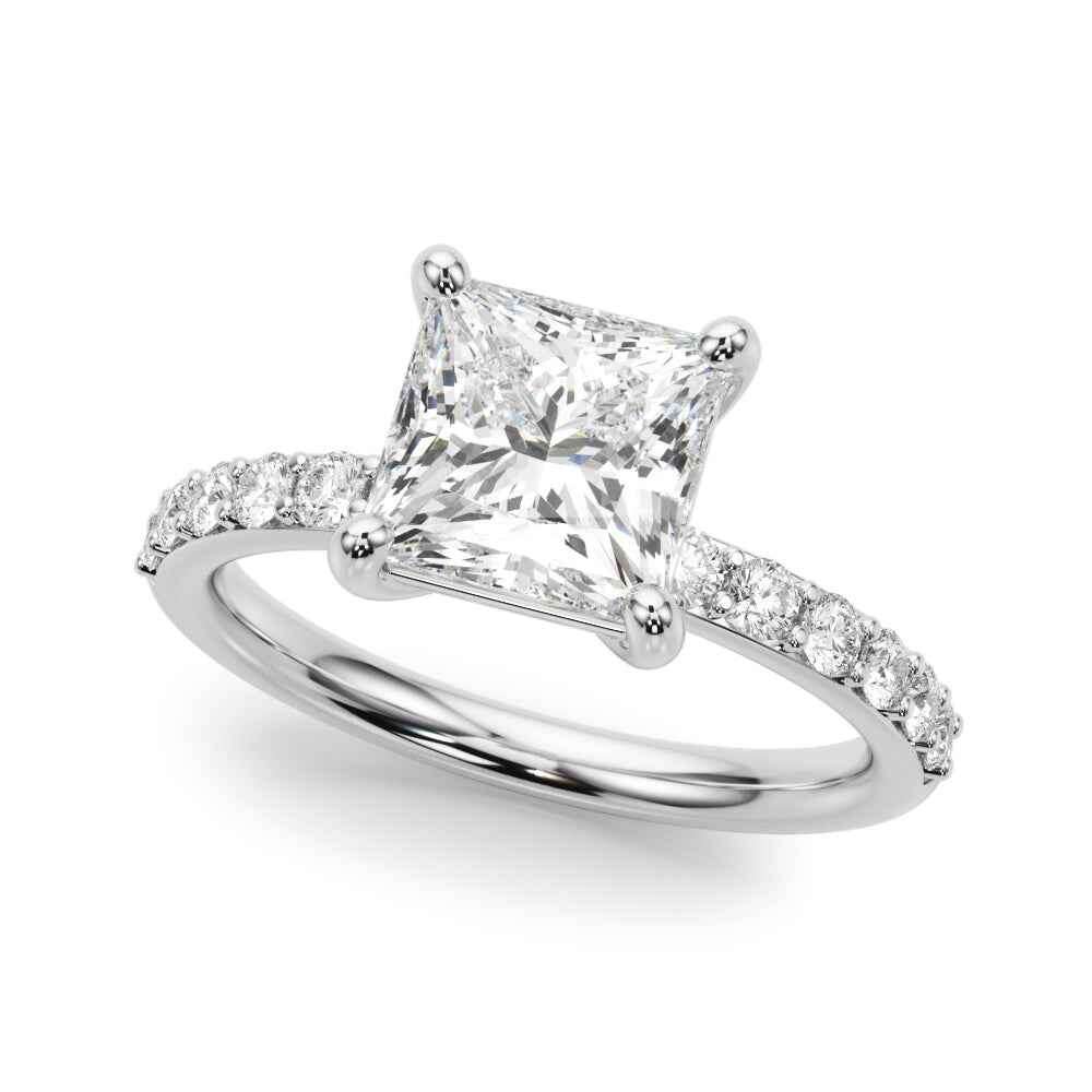 14kt White Gold Single Row Engagement Ring Setting - Style # 51278-E-4