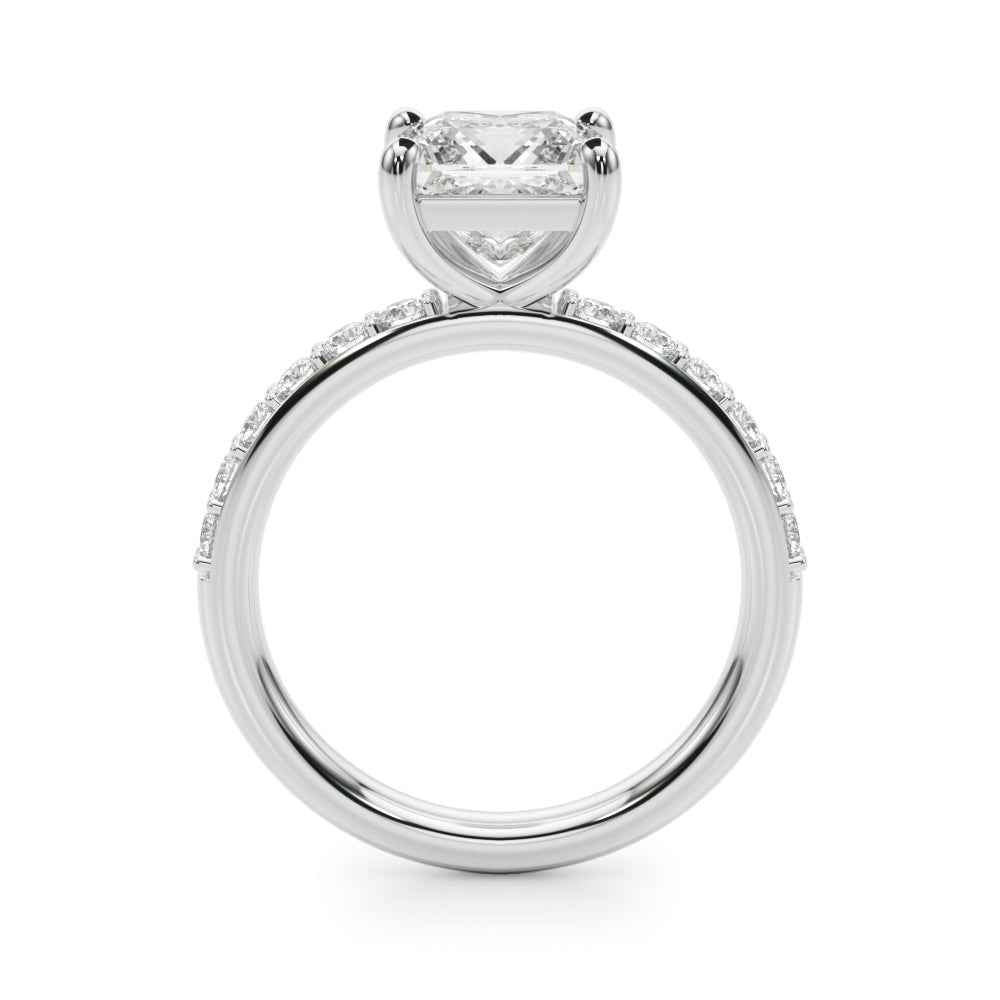14kt White Gold Single Row Engagement Ring Setting - Style 