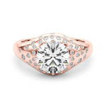 14kt Yellow Gold 1ct Round Engagement Ring Setting with 1/4 ct tw SI1-SI2 G-H Diamonds