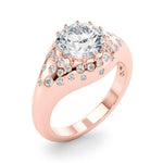 14kt Yellow Gold 1ct Round Engagement Ring Setting with 1/4 ct tw SI1-SI2 G-H Diamonds