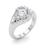 14kt Yellow Gold 1ct Round Engagement Ring Setting with 1/4 ct tw SI1-SI2 G-H Diamonds