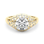 14kt Yellow Gold 1ct Round Engagement Ring Setting with 1/4 ct tw SI1-SI2 G-H Diamonds