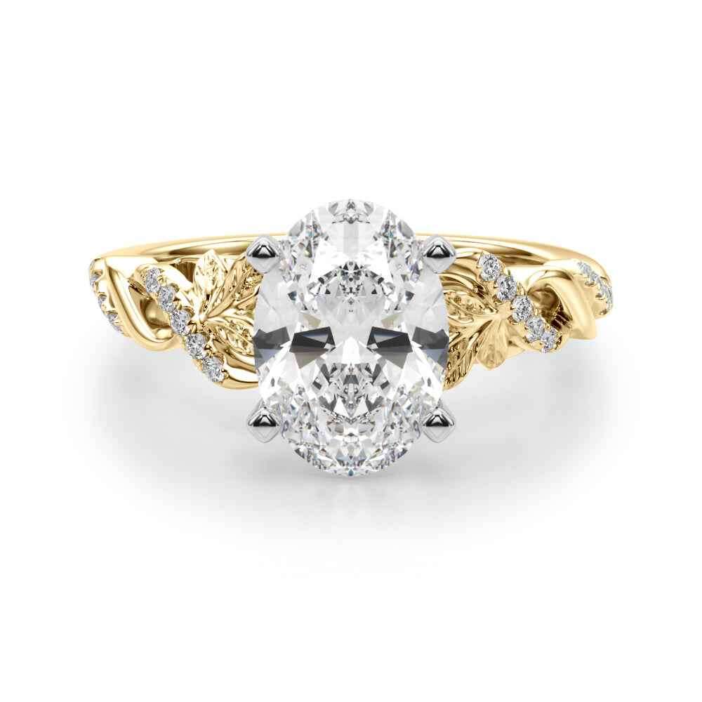 14kt Yellow Gold Engagement Ring Setting with 0.30 cttw SI1-SI2, G-H Diamonds