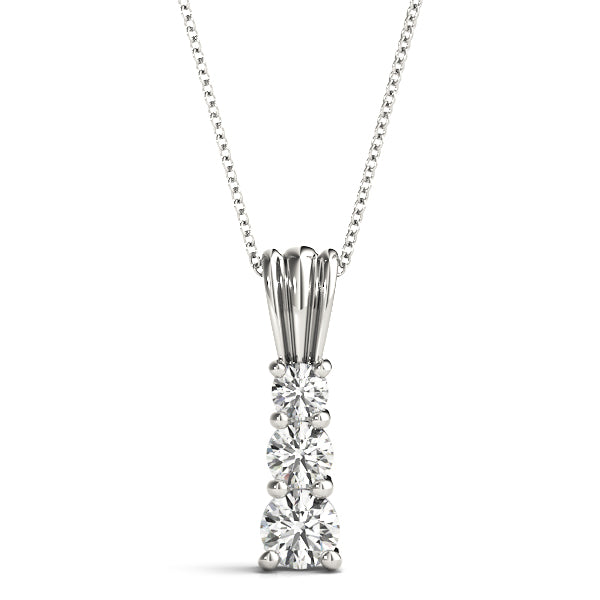 Elegant 3-Stone Pendant Necklace - Style 