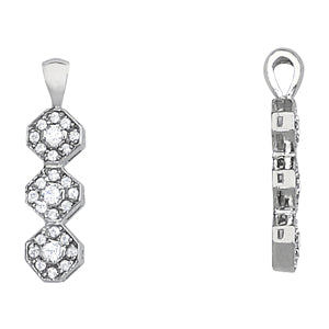 14kt White Gold 1/3 ct tw SI2, H-I Diamond 3-Stone Pendant Necklace