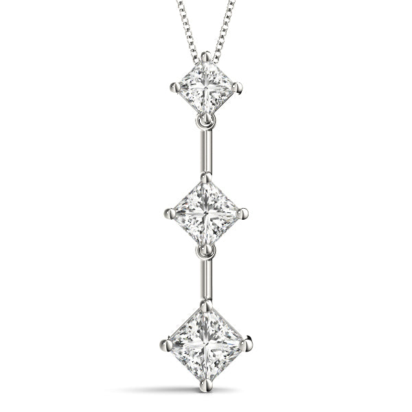 14kt White Gold 1 CTW SI2, H-I 3-Stone Diamond Pendant Necklace (Chain Sold Separately) - STYLE 