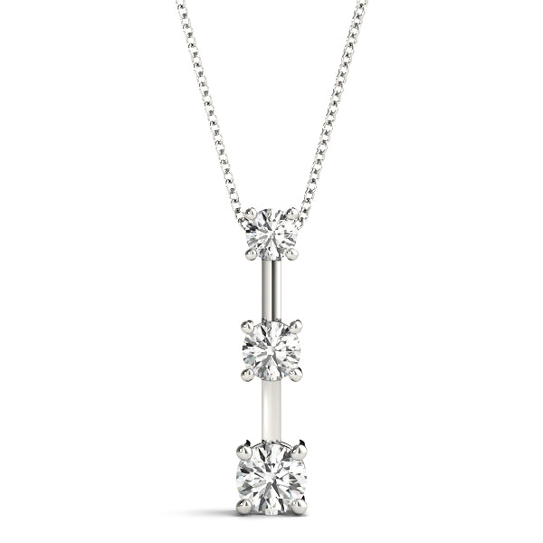 14kt White Gold 1 Carat TW SI2, H-I 3-Stone Diamond Pendant Necklace (Style 
