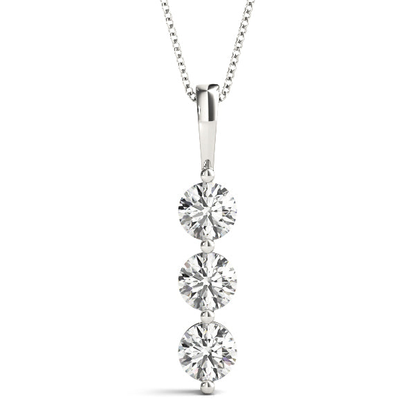 1 CT TW SI2 H-I 14kt White Gold 3-Stone Pendant Necklace (Chains Sold Separately)