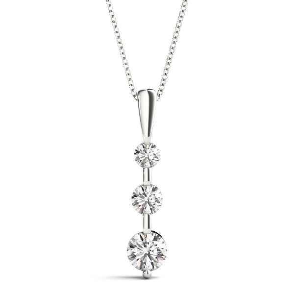 14kt White Gold 1/2 ct tw SI2, H-I 3-Stone Diamond Pendant Necklace (Chain Sold Separately) - Style 