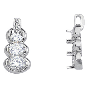 Elegant 3-Stone Pendant Necklace Setting - Style 