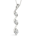 14kt White Gold 1/2 ct tw SI2 H-I 3-Stone Diamond Pendant Necklace