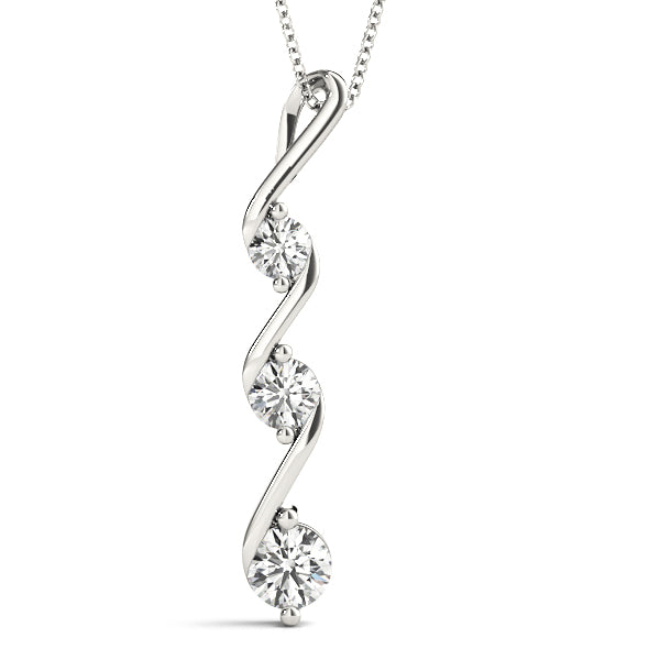 14kt White Gold 1/2 ct tw SI2 H-I 3-Stone Diamond Pendant Necklace