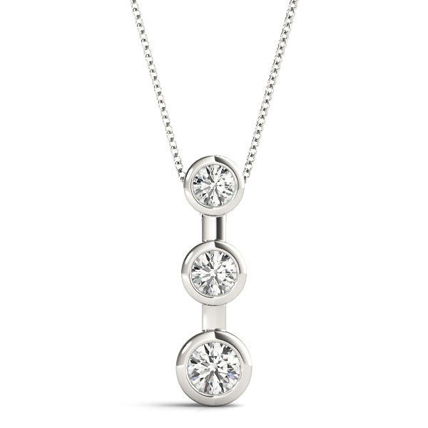 14kt White Gold 1/2 ct tw SI2, H-I 3-Stone Diamond Pendant Necklace (Style 